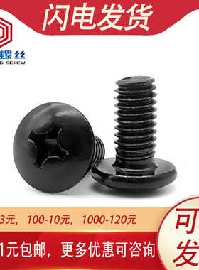 M3M4 304不锈钢黑色TM十字大扁头螺丝螺钉伞型*x6x10x16x20x25x30