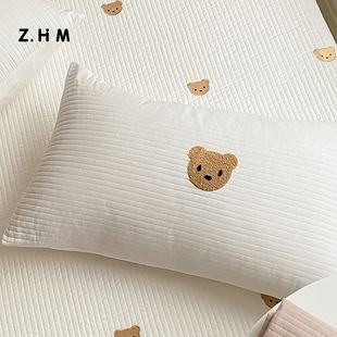 小熊儿童纯棉枕套夹棉加厚婴儿枕头套40x60宝宝可爱小枕头罩30x50