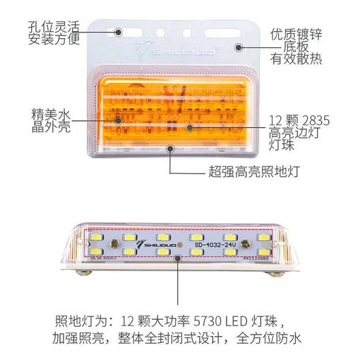 实力多新款SD4032货车LED边灯24V挂车汽车超亮防水强光侧灯示宽灯
