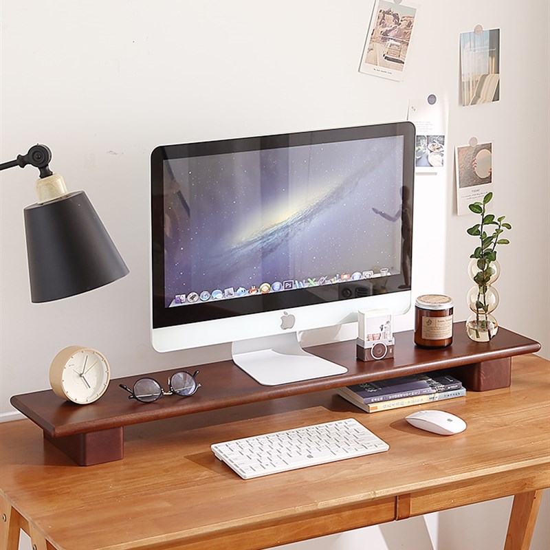 实木显示器增高架桌面电脑屏幕底座垫高台式拖支架加长抬高置物架