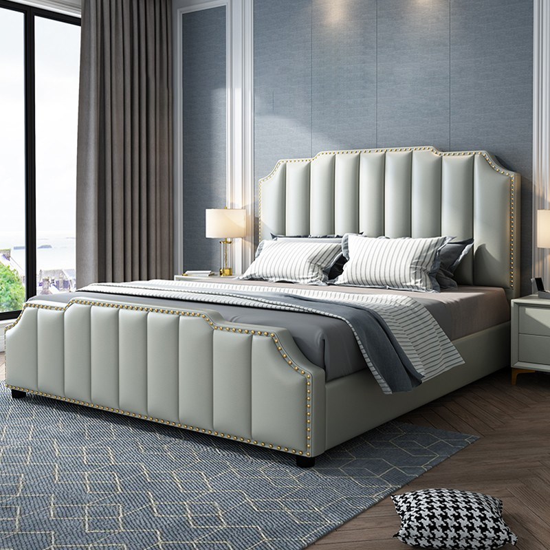 新款现代简约轻奢皮床双人床1.8米软包高端大气大床主卧卧室婚床
