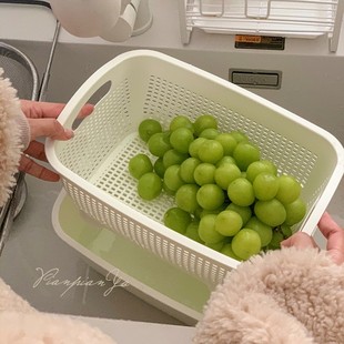 双层加厚厨房g洗菜篮家用沥水篮洗水果篮塑料滤水收纳淘菜盆