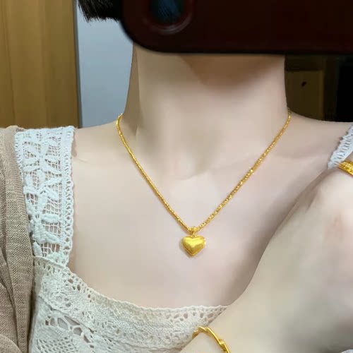 希曼汀足金999爆闪拉丝爱心螺纹