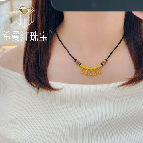 希曼汀黄金铃铛吊坠999足金铃铛弯管转运珠挂坠情人节送女友礼物