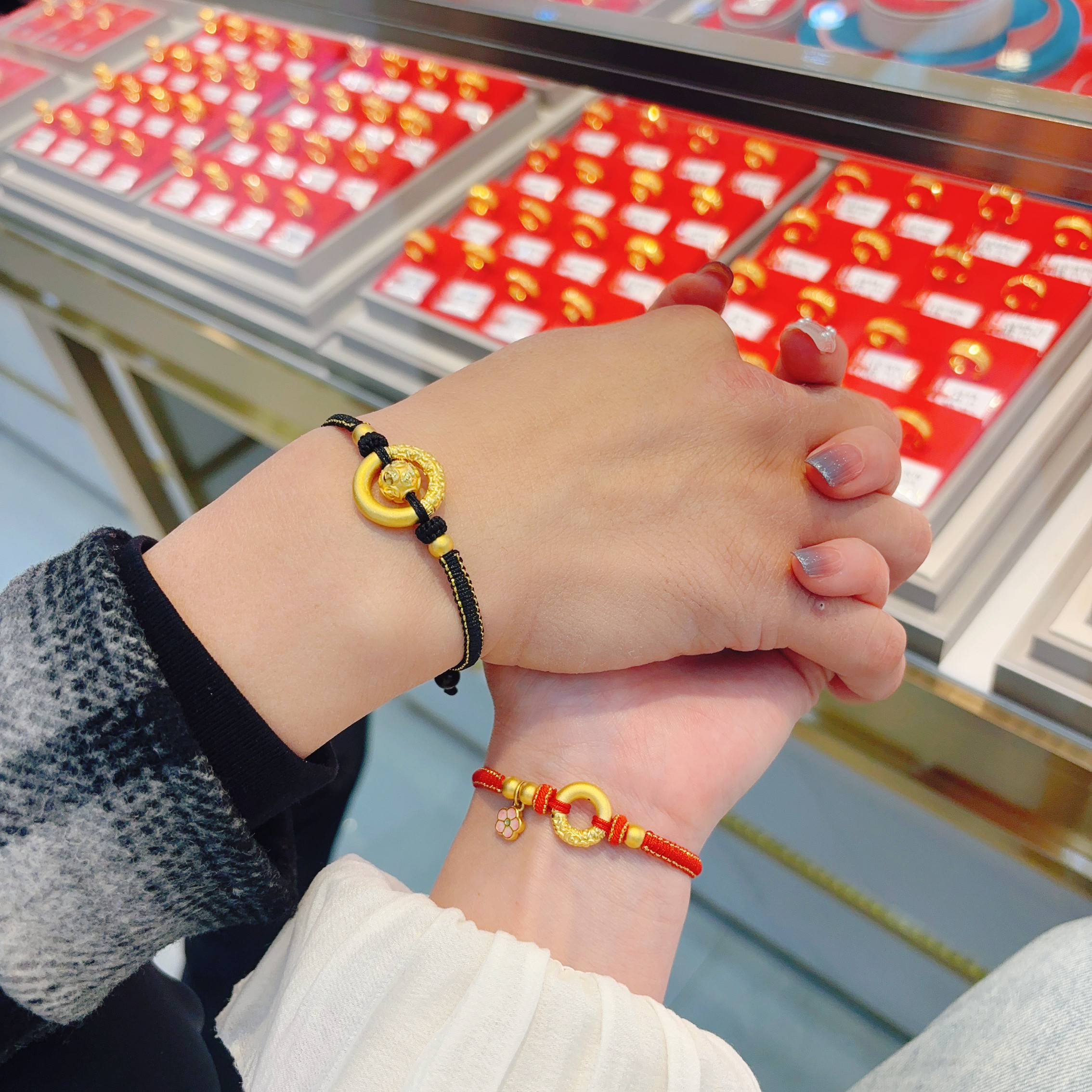 希曼汀黄金平安扣情侣手链新款999足金铜钱转运珠手绳情人节礼物,黄金,小克重定价黄金手链,淘宝优惠券,粉丝福利购,淘宝优惠卷