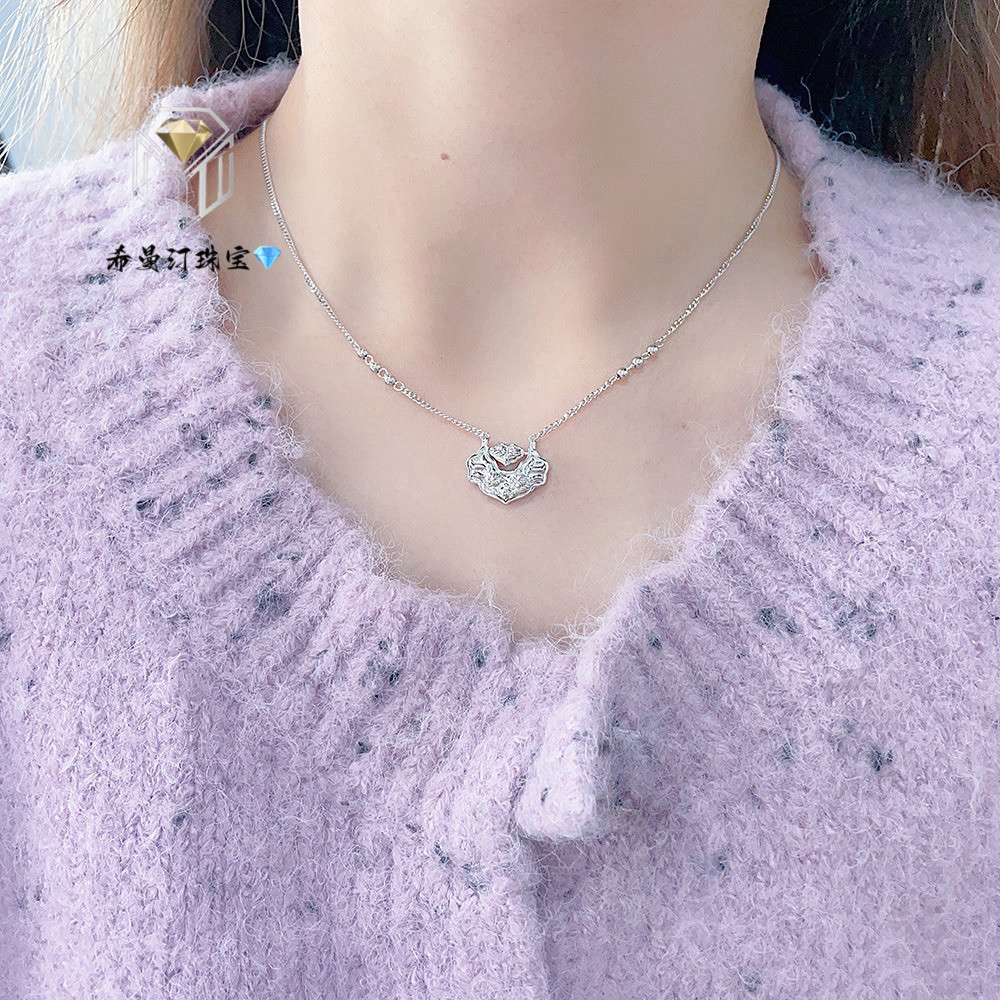 希曼汀铂金如意锁包套链白金项链女款2025新款PT950葫芦节送女友