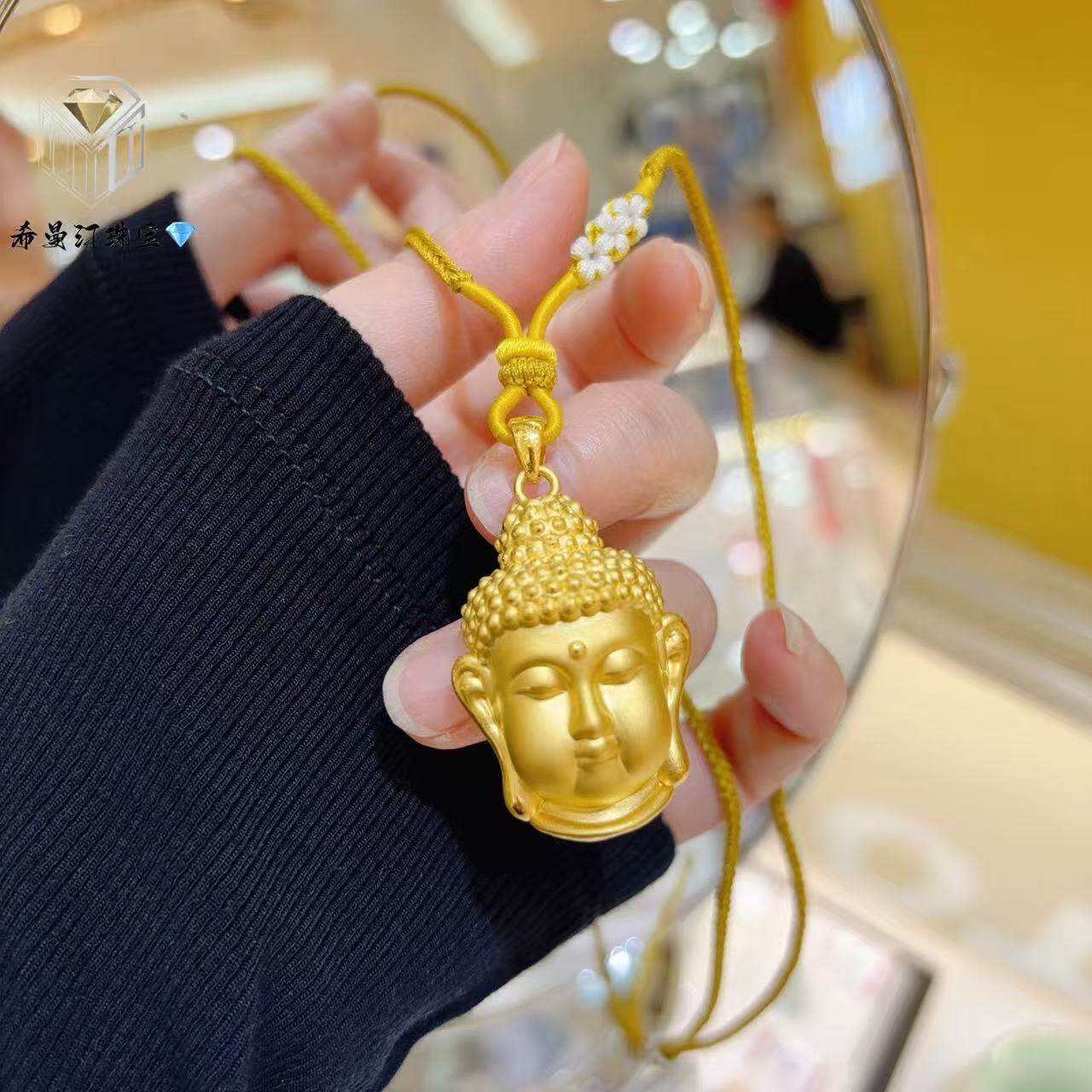 希曼汀黄金佛头吊坠足金999如来佛祖项链挂坠大日如来金佛送老婆