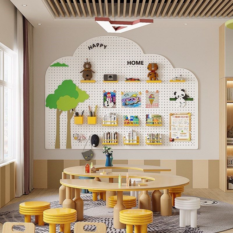 幼儿园教室墙f面洞洞板形状尺寸定制宿舍墙上置物架桌面整理收纳