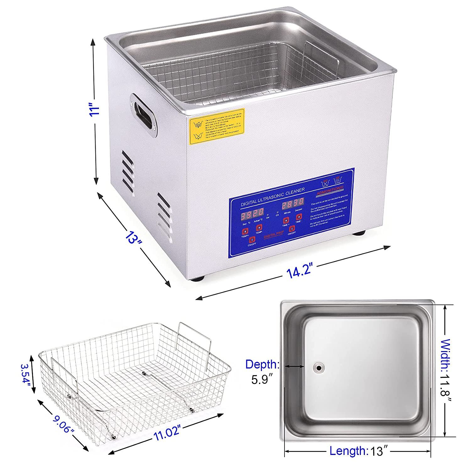 10L蓝色数码款超声波清洗眼镜清洗机超声波清洗器家用清洗机