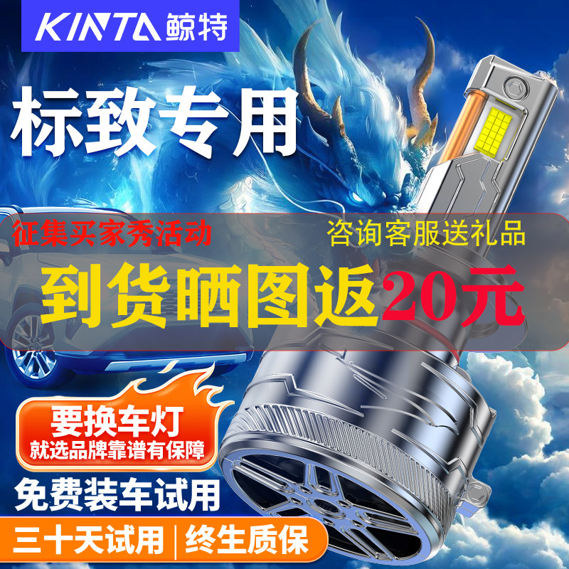 鲸特适用于标致led大灯改装车灯