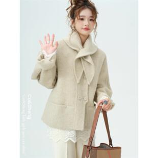 绒逸翩衫/cosheng重生小个子百搭气质款毛呢大衣春季新款外套女款