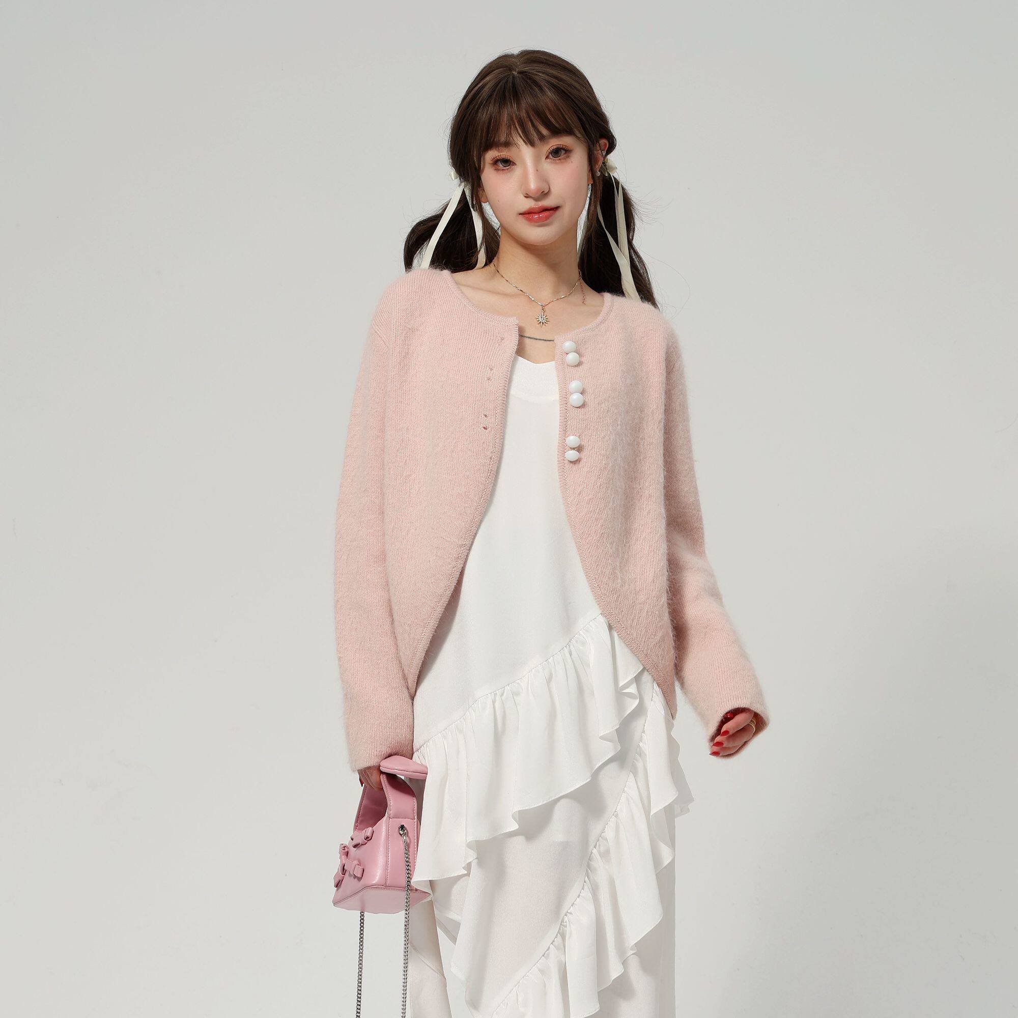 co&sheng小个子定制打底修身粉色毛衣针织小开衫女秋冬百搭可爱,女装/女士精品,毛针织衫,淘宝优惠券,粉丝福利购,淘宝优惠卷