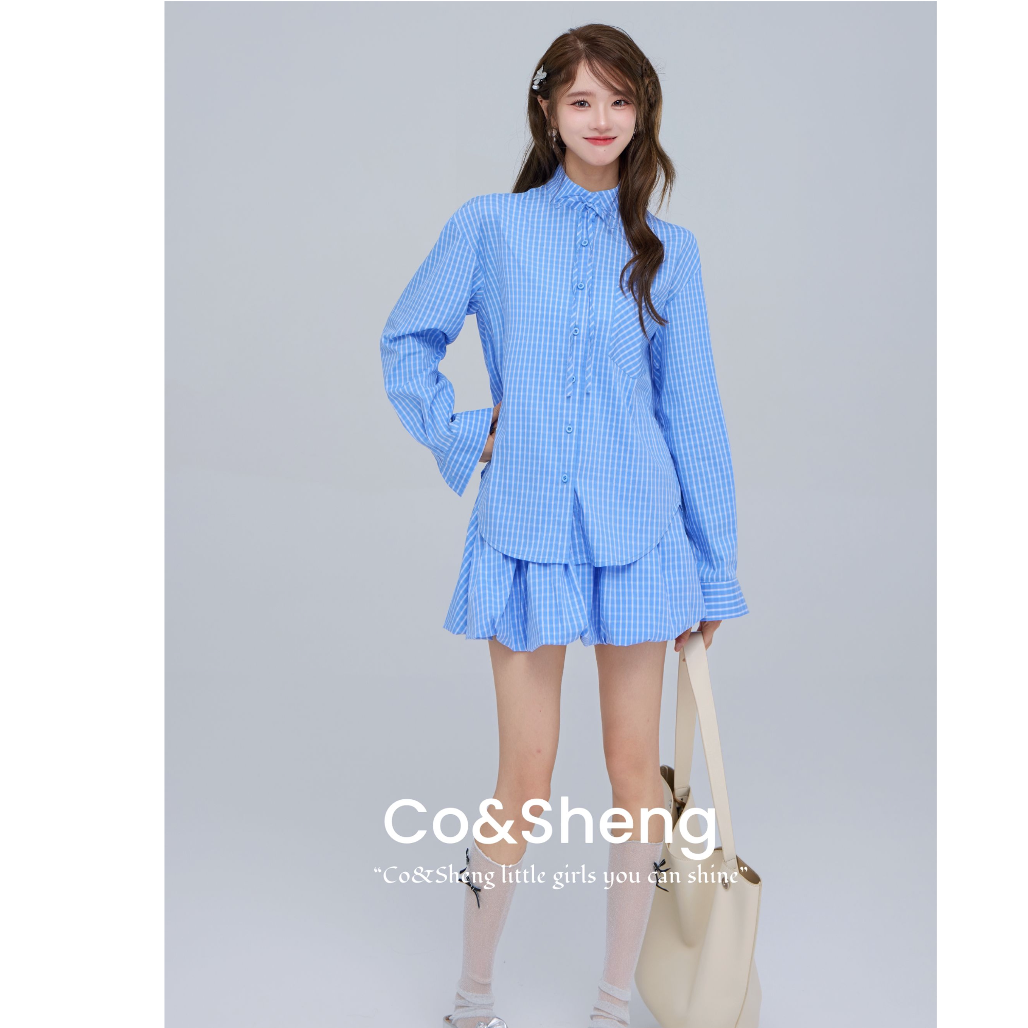 海盐汽水/重生150小个子2025夏季衬衫半身裙长袖白色洋气女装韩版