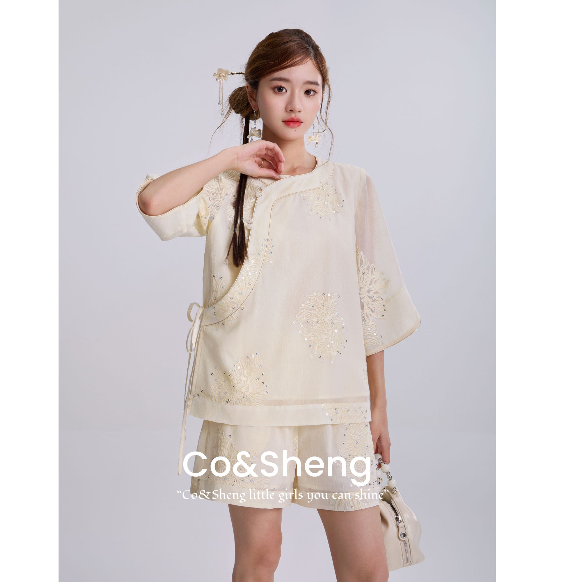 琥珀笺/co&sheng重生小个子短款旗袍连衣裙短裙新中式套装