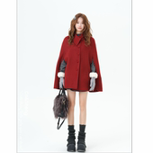 重生 羊毛毛呢外套斗篷大衣春季 新款 玫瑰情诗 时尚 百搭女Co&Sheng