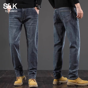 班尼路SK高端加绒牛仔裤男款2025新款宽松直筒男裤秋冬款休闲裤子