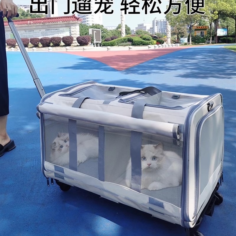 猫包宠物拉e杆箱外出便携猫咪行李箱推车防应激背包猫箱子狗狗旅