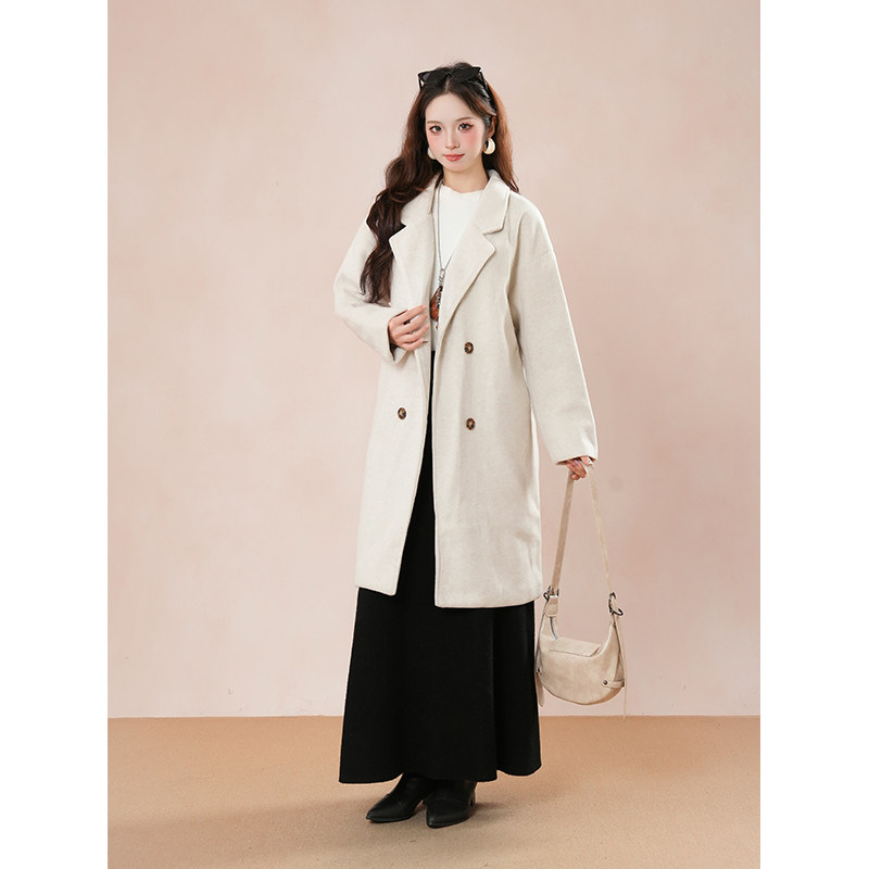 2025年新款冬季白色呢大衣小众中长款小个子高级感毛呢外套女冬装,女装/女士精品,毛呢外套,淘宝优惠券,粉丝福利购,淘宝优惠卷