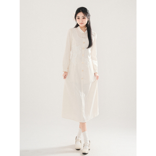 [洛白如梦]重工刺绣盘扣旗袍女新中式改良年轻款连衣裙女春季新款