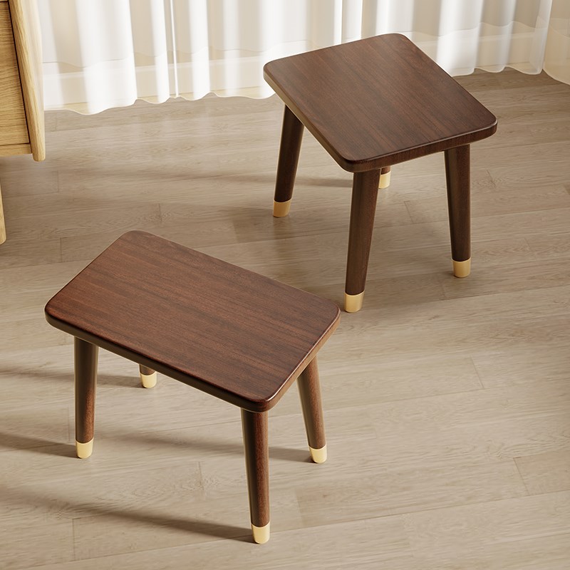 新中式胡桃木小凳子简约家用椅子门口换鞋凳客厅家具小矮凳小板凳