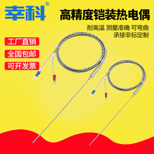精密铠装热电偶K型J型探针热电偶高温探针WRNK-191弯曲可定制高温