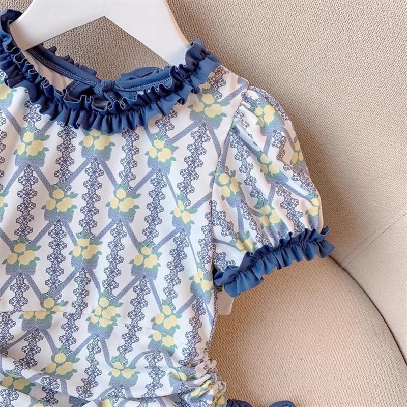 小女孩公主碎花游泳衣夏季u新款甜美设计感连体泳装海边度假冲浪