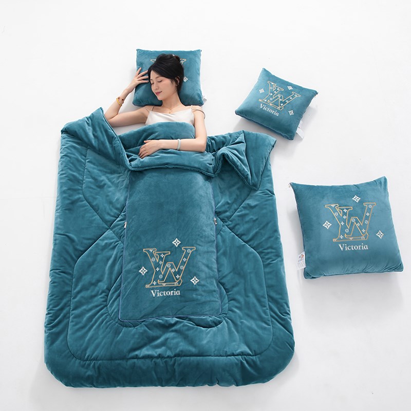 安全等级A类双面婴儿绒面料加厚款冬季抱枕被子靠U垫车载办公午休