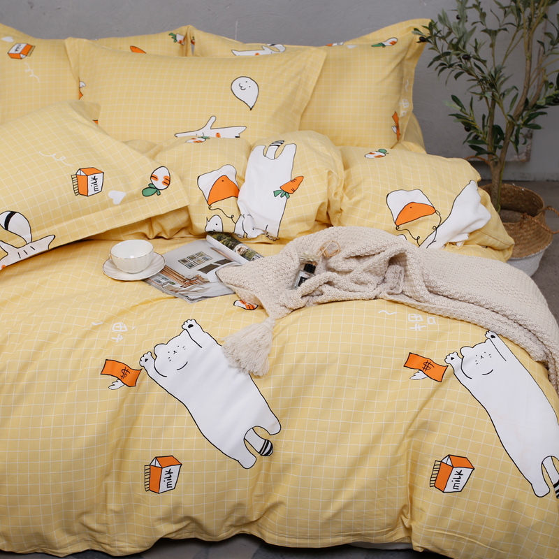 加厚磨毛床单单件100全棉80C支秋冬保暖双人印花被套三件套