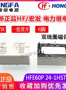 全新现货 HFE60P 24-1HSTG-L2 继电器 24VDC HF宏发双线圈 8A 6脚