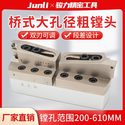 桥架式粗镗刀可调式深内孔加工中心头锯齿加强精双刃刀柄外圆套装