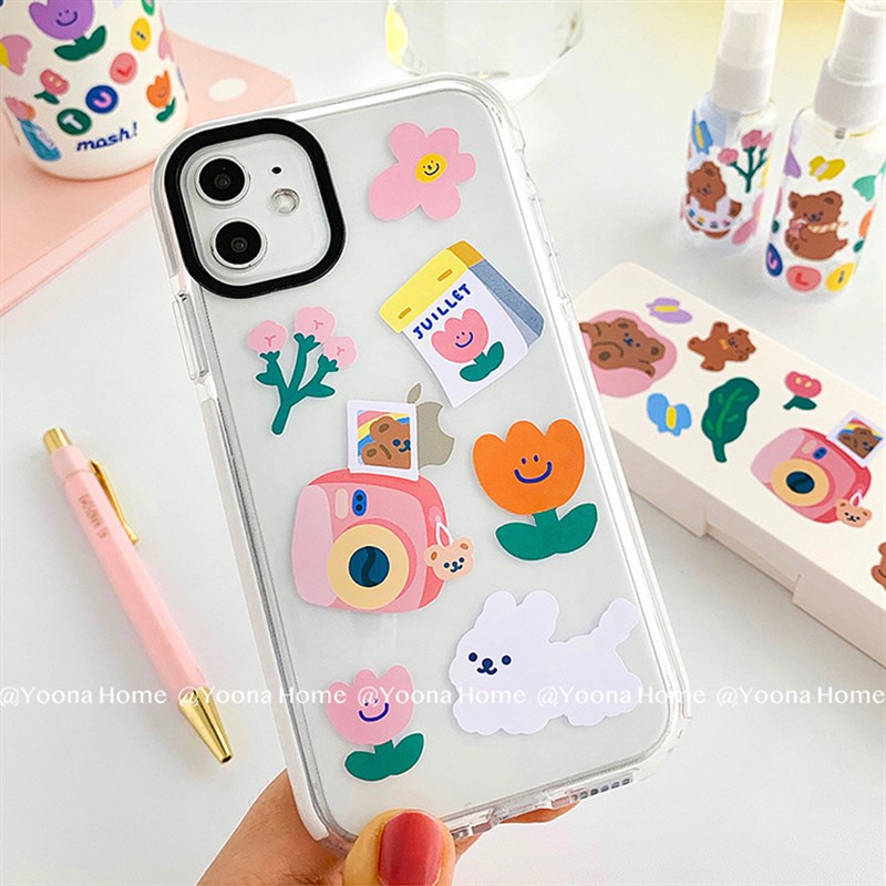 Yoona 韩国ins风少女心可爱小熊可移无痕贴纸手账手机电脑diy素材