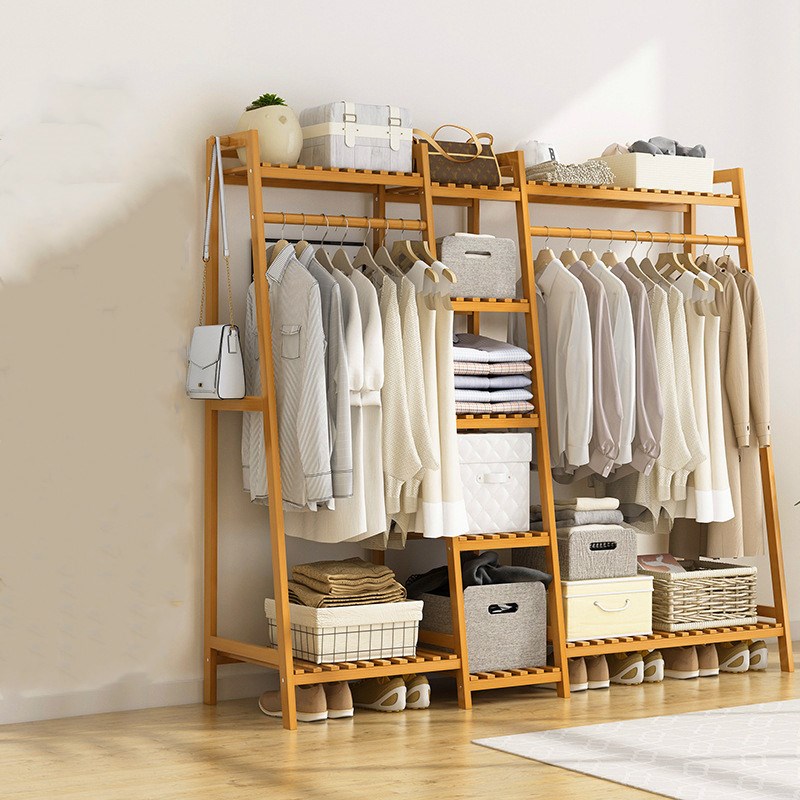 衣架落地简易卧室内挂衣架房间家用晾衣服置物架子可移动衣帽架