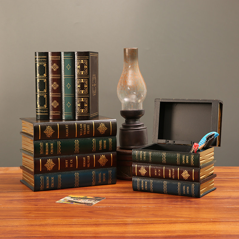 欧式复古风假书客厅书房书本装饰品摆件仿真书首饰收纳盒摆设道具