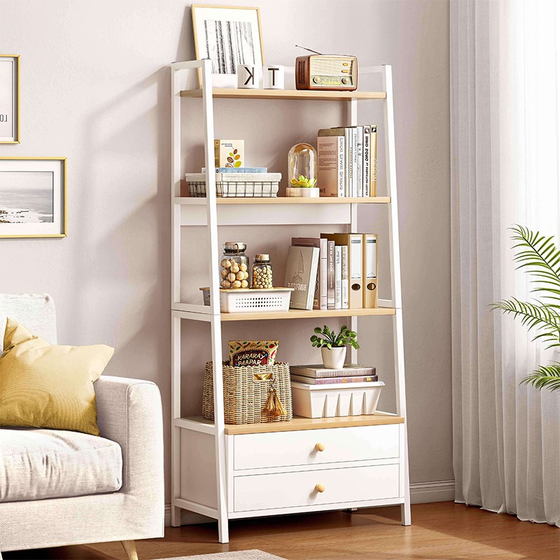 客厅置物架落地ins风卧室书架收纳架柜子房间储物架子梯形展示架