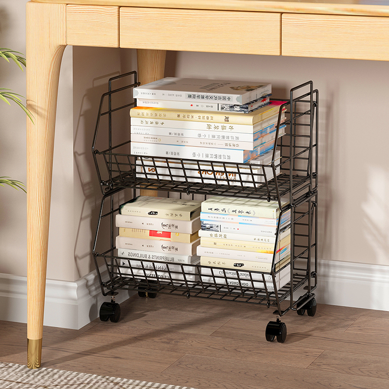 可移动书架桌下书桌收纳置物架落地桌面上置物架儿童飘窗书本家用