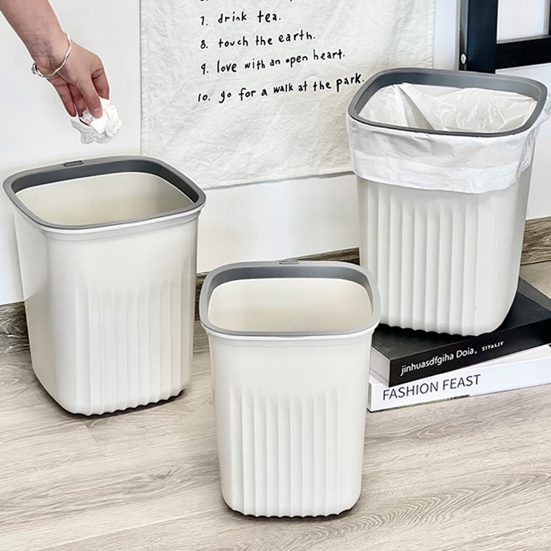 家用垃圾桶客厅厨房卫生间卧室压圈卫生桶洗手间收纳桶蓄水桶灰白