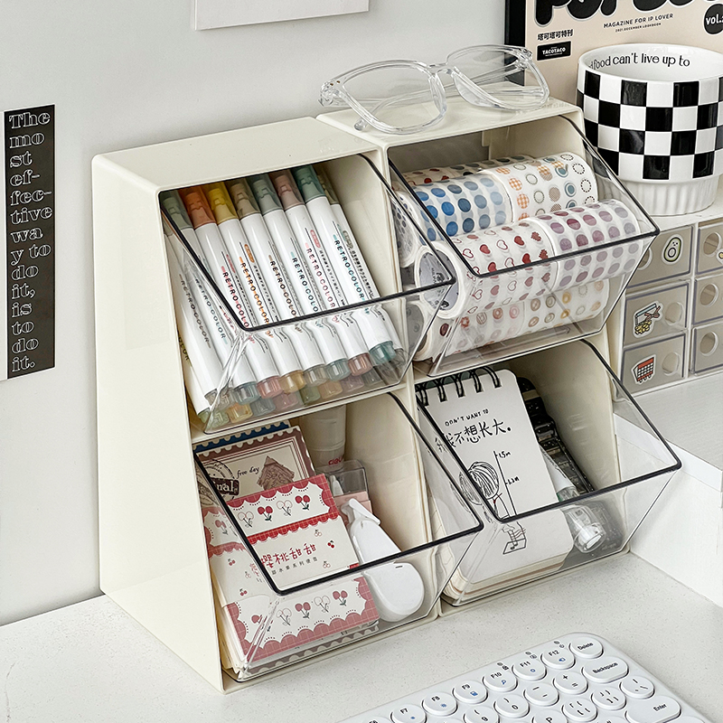 学生桌面文具收纳盒笔筒手帐贴纸便签本整理置物架办公室置物神器