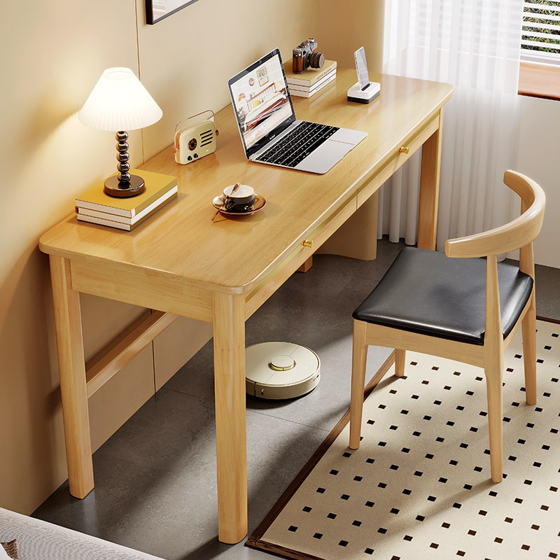 实木书桌一体学生家用学习桌初中小学生电脑办公桌椅组合简易桌子