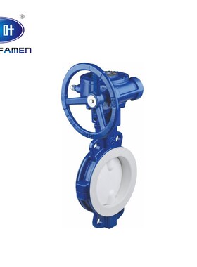 D371F46-16C 全衬四氟涡轮对夹蝶阀耐酸碱耐腐蚀衬四氟DN50 65 80