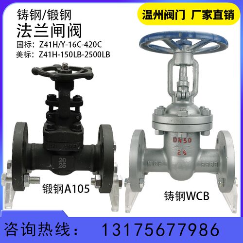 法兰闸阀Z41H-16C25C40C64C100C美标150LB-2500LB铸钢WCB锻钢A105