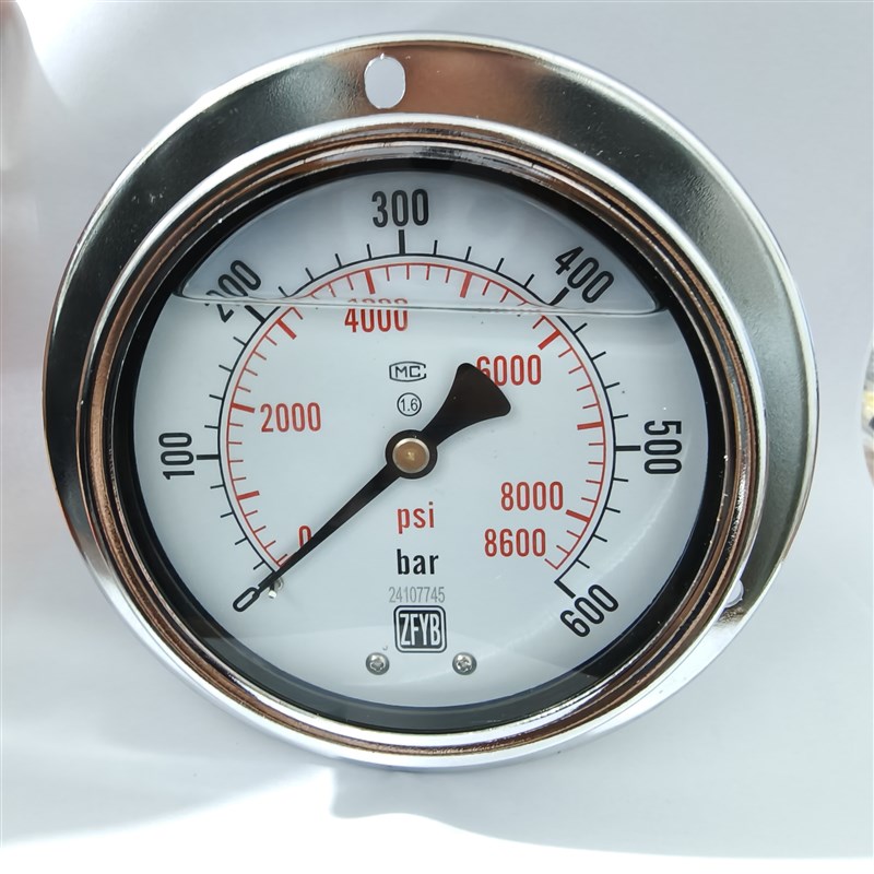 ZFYB无锡珠峰浸油抗震耐震压力表液压表轴向YN100III 60mpa40mpa