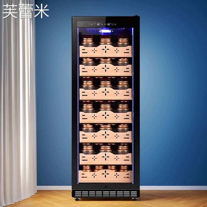 芙蕾米恒温实木茶叶柜 家用茶具收纳冷藏柜 办公室茶水间储物柜带门防尘床笠拉车