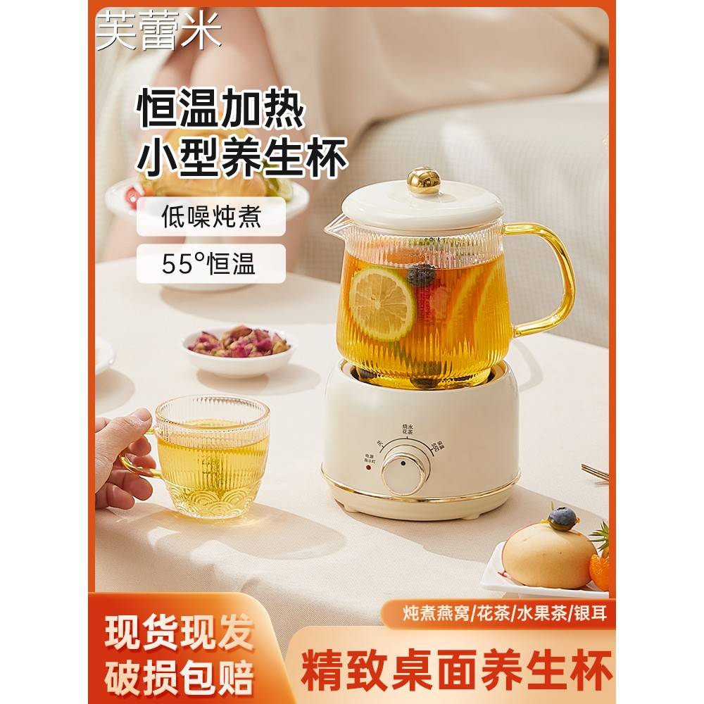芙蕾米健康壶办公室小型迷你茶机家用多功能花茶迷你电炖杯1人牛奶加热器床笠拉车