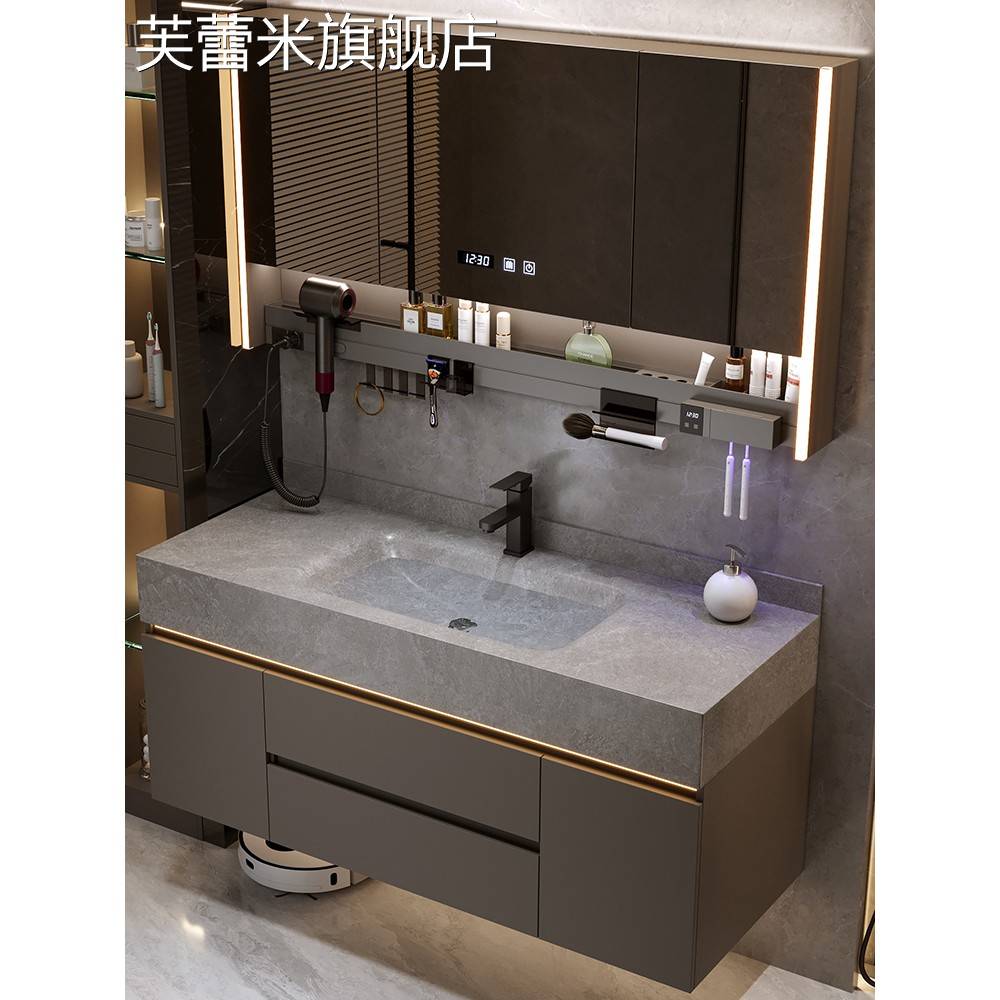 芙蕾米岩板热弯一体盆洗漱台卫生间洗手池洗脸池盆柜2025新款浴室柜组合饰品摆件垫垫