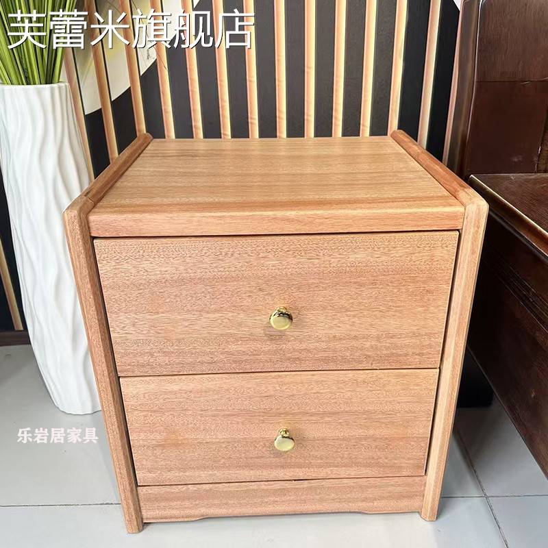 芙蕾米包邮全实木床头柜现代中式红胡桃木木蜡油工艺家用卧室储物床边柜饰品摆件垫垫
