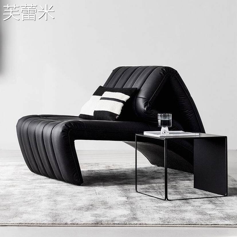 芙蕾米2025新款现代简约客厅单人休闲沙发椅小户型懒人沙发巴塞罗那躺椅床笠拉车