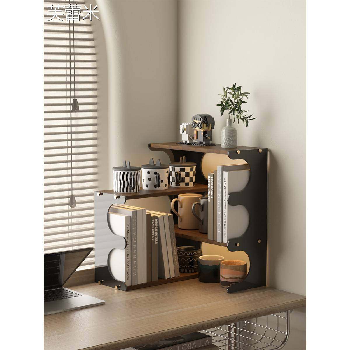 芙蕾米桌上书架书桌收纳多层台面整理亚克力分层架子办公桌面转角置物架床笠拉车