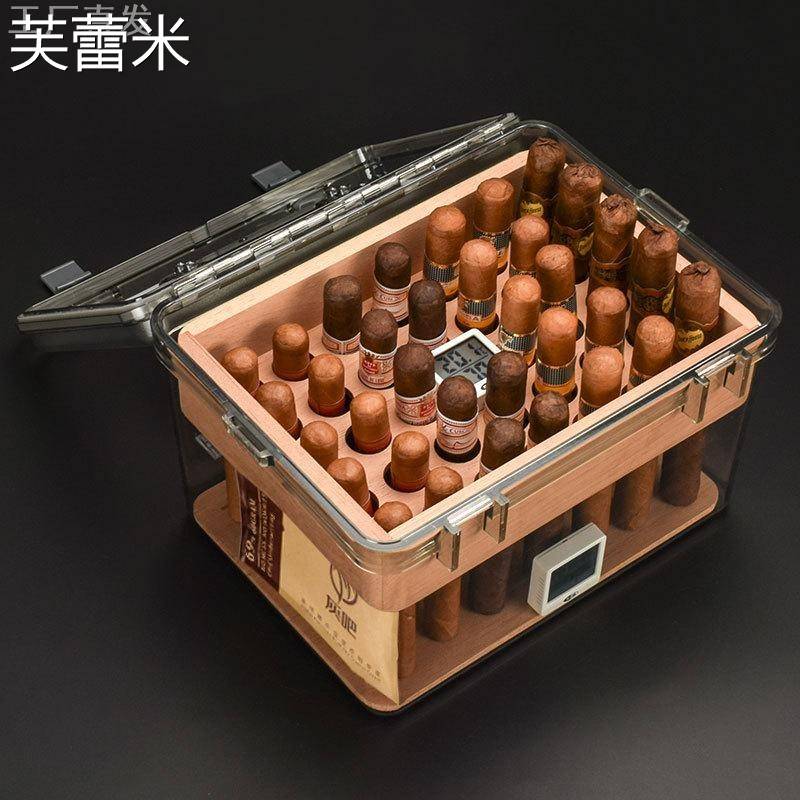 芙蕾米雪茄工具箱雪茄保湿盒雪松木箱柜醇化养烟盒加湿器大容量套装工具床笠拉车