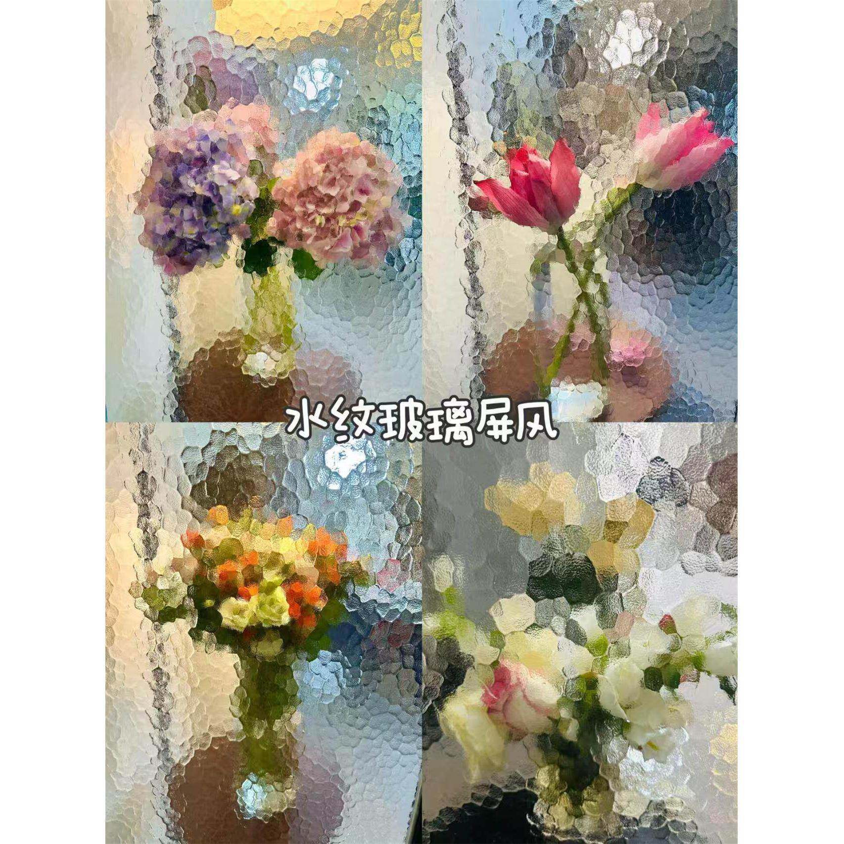 油画超白水波纹钢化艺术玻璃隔断屏风客厅入户玄关卧室卫生间半墙