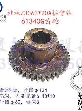 桂林二机摇臂钻配件Z3063*20A Z3080*25A 变速箱走刀齿轮61340G
